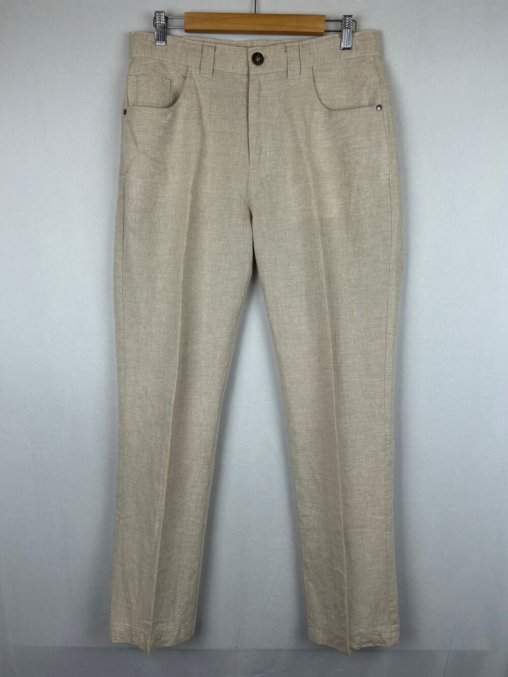 Amiani Relax Linen Blend Tan Pants Straight Leg Men's Size 32x31